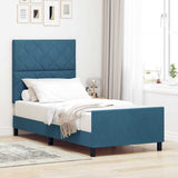 Letto a molle con testiera Blu Scuro 90 x 200 cm Velluto