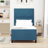 Letto a molle con testiera Blu Scuro 90 x 200 cm Velluto