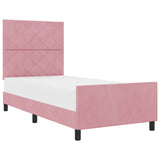 Letto a molle con testiera Rosa 90 x 200 cm Velluto
