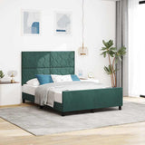 Letto a molle con testiera Verde Scuro 140 x 190 cm Velluto