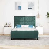 Letto a molle con testiera Verde Scuro 140 x 190 cm Velluto
