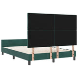 Letto a molle con testiera Verde Scuro 140 x 190 cm Velluto