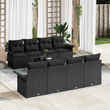 Set Divano da Giardino con cuscino 9 pcs Nero polyrattan