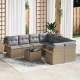 Set Divano da Giardino 9 pcs Beige e grigio polyrattan