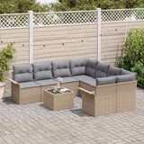 Set Divano da Giardino 9 pcs Beige e grigio polyrattan