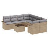 Set Divano da Giardino 9 pcs Beige e grigio polyrattan