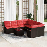 Set Divano da Giardino 9 pcs Beige e Rosso polyrattan