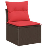 Set Divano da Giardino 9 pcs Beige e Rosso polyrattan