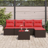 Set Divano da Giardino 6 pcs Marrone polyrattan
