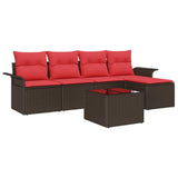 Set Divano da Giardino 6 pcs Marrone polyrattan