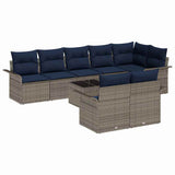 Set Divano da Giardino 9 pcs Grigio polyrattan