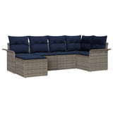 Set Divano da Giardino 6 pcs Grigio polyrattan
