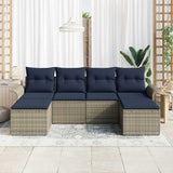 Set Divano da Giardino con cuscino 6 pcs Grigio Poly Rattan