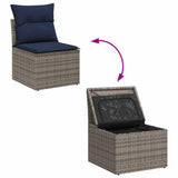 Set Divano da Giardino con cuscino 6 pcs Grigio Poly Rattan