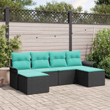 Set Divano da Giardino con cuscino 6 pcs Nero Poly Rattan