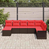 Set Divano da Giardino con cuscino 8 pcs Beige Poly Rattan