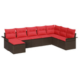 Set Divano da Giardino con cuscino 8 pcs Beige Poly Rattan