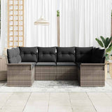 Set Divano da Giardino 6 pcs Grigio Poly Rattan