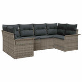 Set Divano da Giardino 6 pcs Grigio Poly Rattan