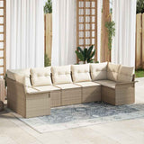 Set Divano da Giardino con cuscino 7 pcs Beige Poly Rattan