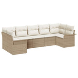 Set Divano da Giardino con cuscino 7 pcs Beige Poly Rattan