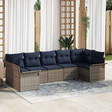 Set Divano da Giardino 7 pcs Grigio Poly Rattan