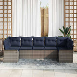 Set Divano da Giardino 7 pcs Grigio Poly Rattan