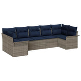 Set Divano da Giardino 7 pcs Grigio Poly Rattan