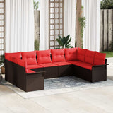 Set Divano da Giardino con archiviazione 9 pcs Beige polyrattan