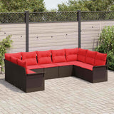 Set Divano da Giardino con archiviazione 9 pcs Beige polyrattan