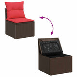 Set Divano da Giardino con archiviazione 9 pcs Beige polyrattan