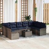 Set Divano da Giardino 10 pcs Grigio polyrattan