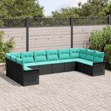 Set Divano da Giardino con archiviazione 10 pcs Nero polyrattan