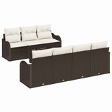 Set Divano da Giardino con cuscino 8 pcs Marrone e Crema