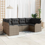 Set Divano da Giardino 6 pcs Grigio Poly Rattan