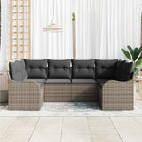 Set Divano da Giardino 6 pcs Grigio Poly Rattan