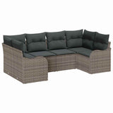 Set Divano da Giardino 6 pcs Grigio Poly Rattan