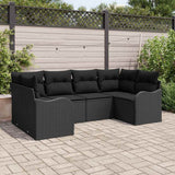 Set Divano da Giardino con archiviazione 6 pcs Nero Poly Rattan