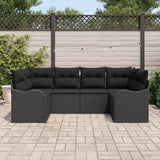 Set Divano da Giardino con archiviazione 6 pcs Nero Poly Rattan