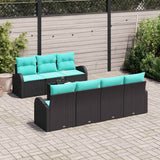 Set Divano da Giardino 8 pcs Nero e Turchese polyrattan