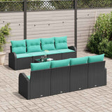 Set di divani con cuscino 9 pcs Nero e Turchese polyrattan