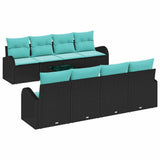 Set di divani con cuscino 9 pcs Nero e Turchese polyrattan
