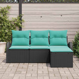 Set di divani con cuscino 4 pcs Nero e Turchese polyrattan