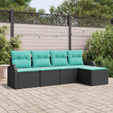 Set di divani con cuscino 5 pcs Nero e Turchese polyrattan