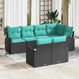 Set Divano da Giardino 7 pcs Nero e turchese polyrattan