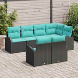Set Divano da Giardino 7 pcs Nero e turchese polyrattan