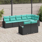 Set Divano da Giardino 8 pcs Nero e Turchese polyrattan
