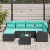 Set di divani con cuscino 7 pcs Nero e Turchese polyrattan
