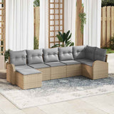 Set di divani con cuscino 7 pcs Beige polyrattan
