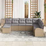 Set di divani 8 pcs Beige e grigio chiaro polyrattan